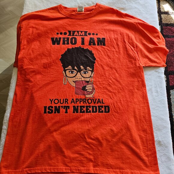 I am Who I Am Graphic Tshirt, Women Empowerment, Orange, Size Large - Picture 2 of 4